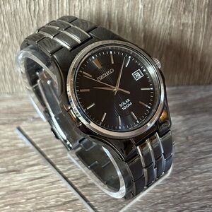 Black Seiko Solar Stainless Steel Men’s Watch